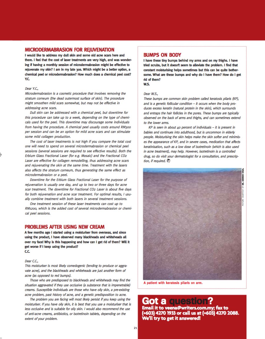 Ask the Dermatologist Pg 2